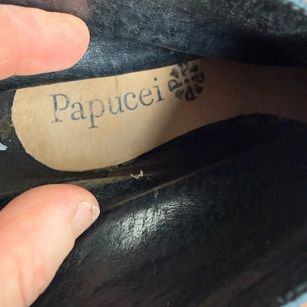Papucei Leather Unique Brown and Black Ankle Boots Handmade In Romania New Sz36